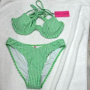 Betsey Johnson Green Gingham Bikini